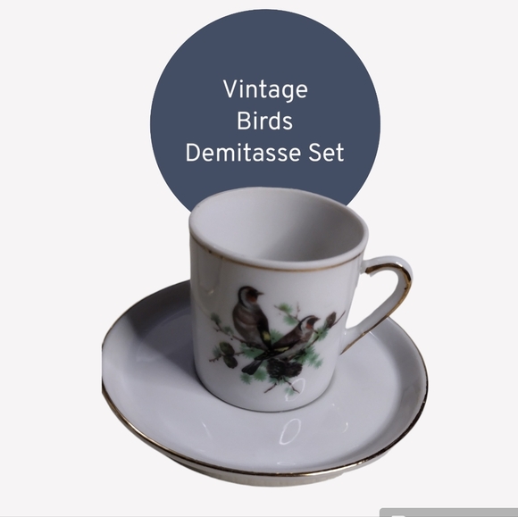 Vintage Royal Crown Birds Demitasse Cups Set of 4 - Picture 3 of 7